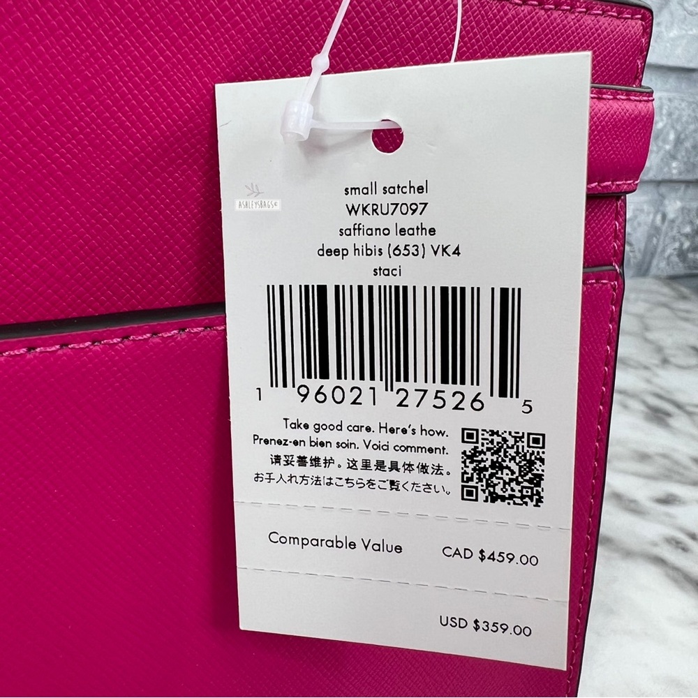 Kate Spade Staci Small Satchel Crossbody In Deep Hibis Pink - Picture 9 of 9